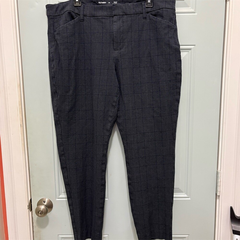 Old Navy Dress Pants Womens Size 20 Gray Blue Plaid Pixie